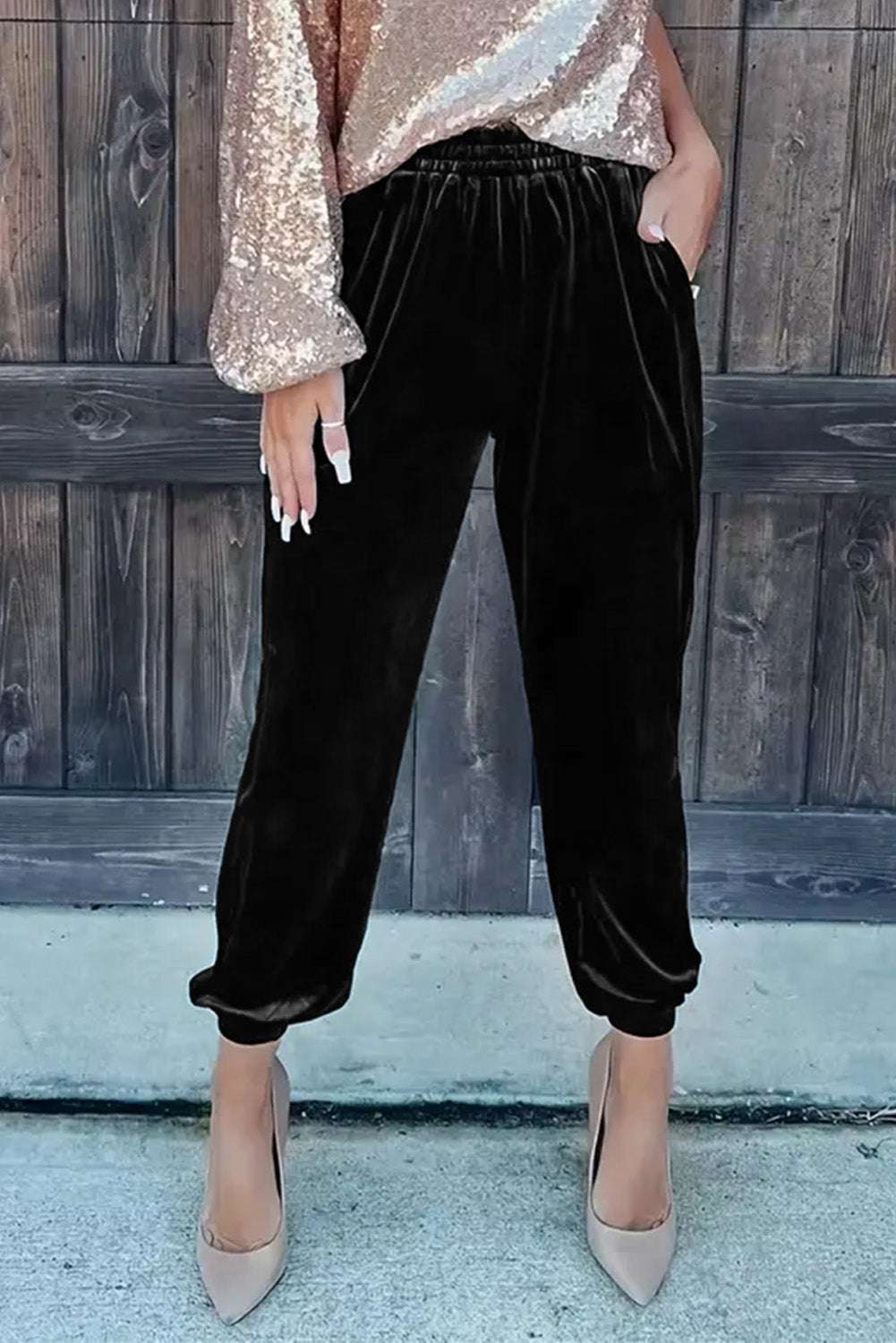 Black Velvet Jogger Trousers – Soft Touch Loungewear