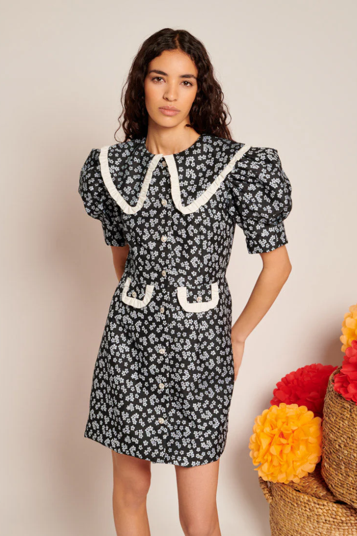 Ditsy Jacquard Mini Dress