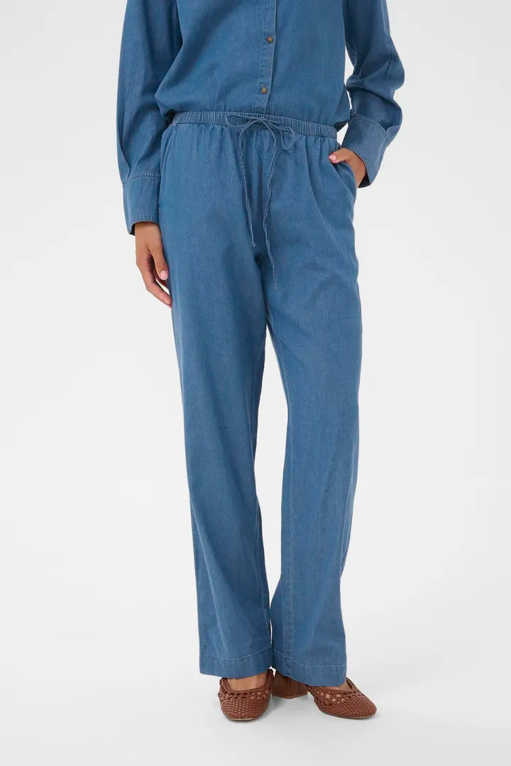 OjettaSZ Trousers - Medium Blue Denim