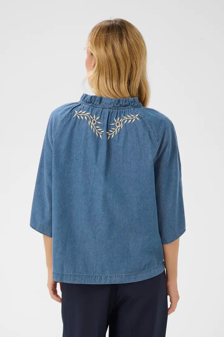 OnayaSZ Blouse - Medium Blue Denim