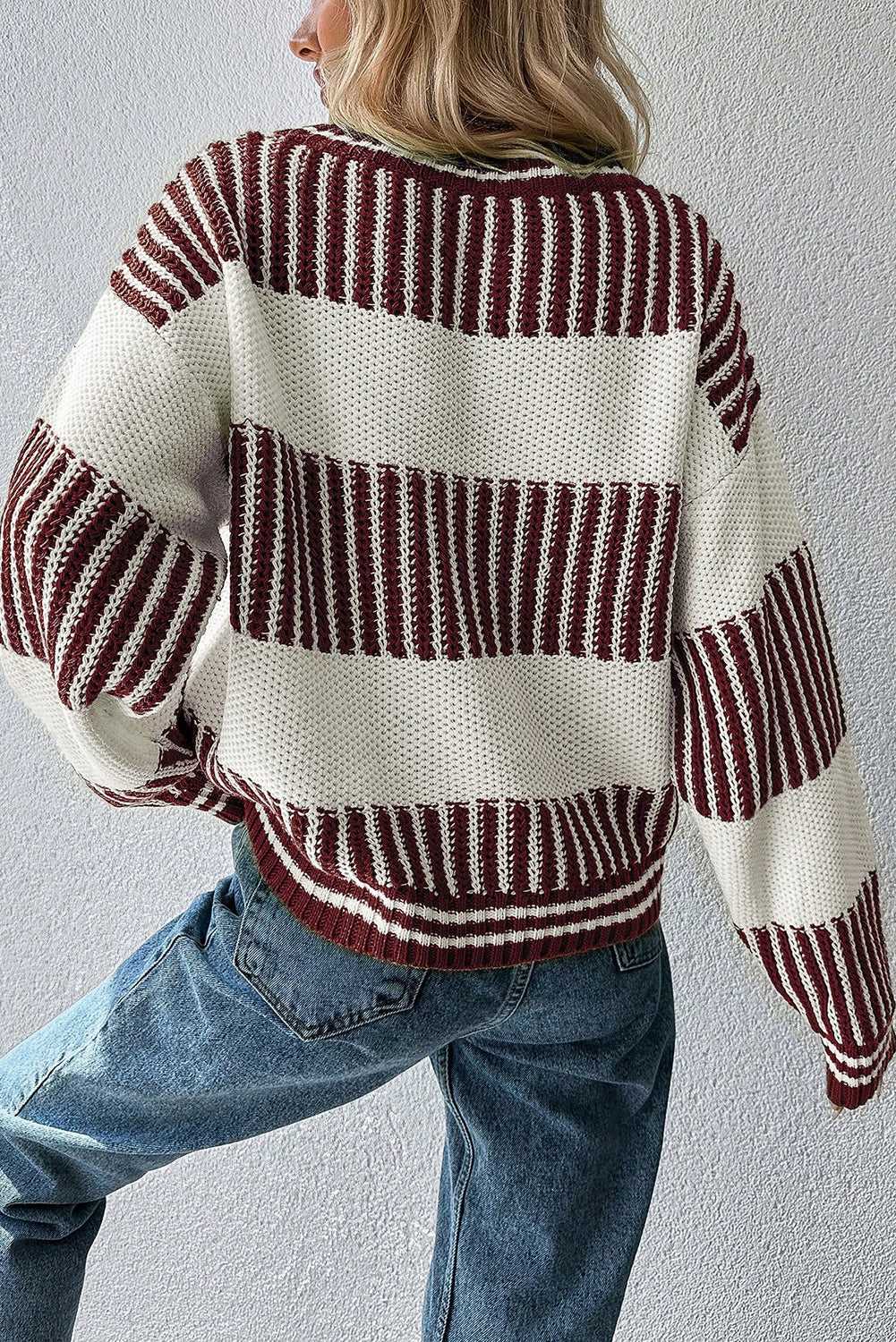 Loose Fit Striped Jumper – Two-Tone