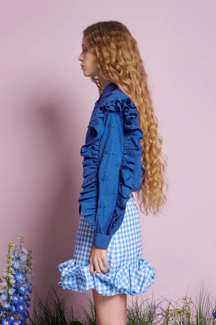 Meadow Sage Ruffle Blouse
