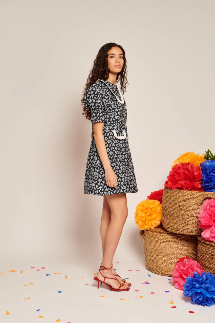 Ditsy Jacquard Mini Dress