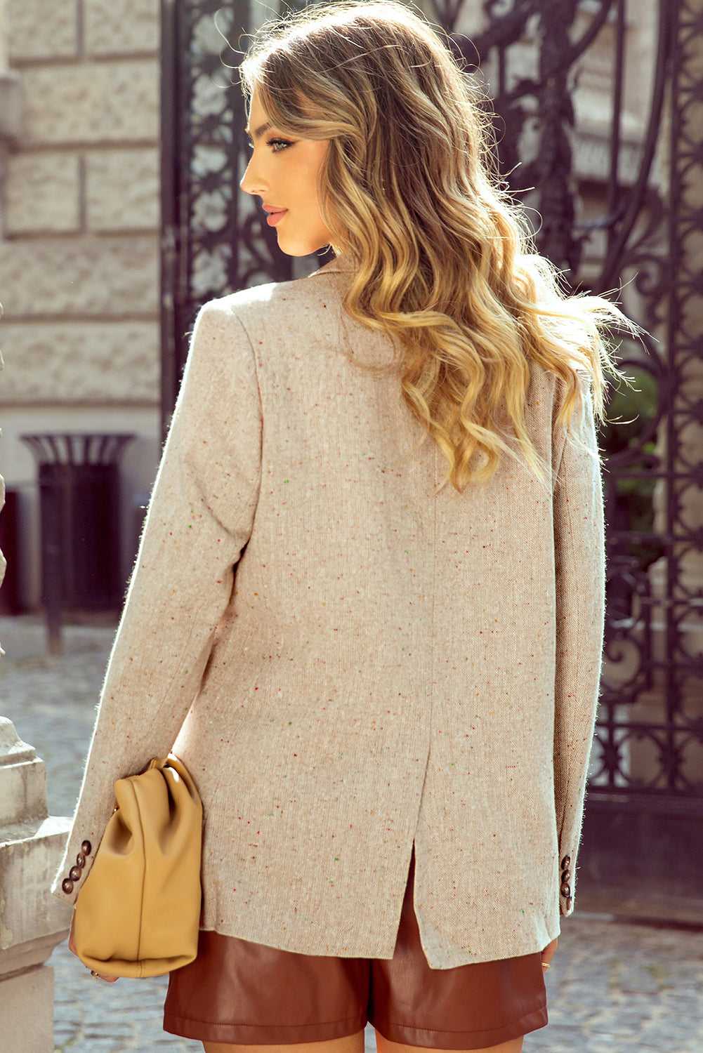 Ladies Light Beige Fitted Blazer