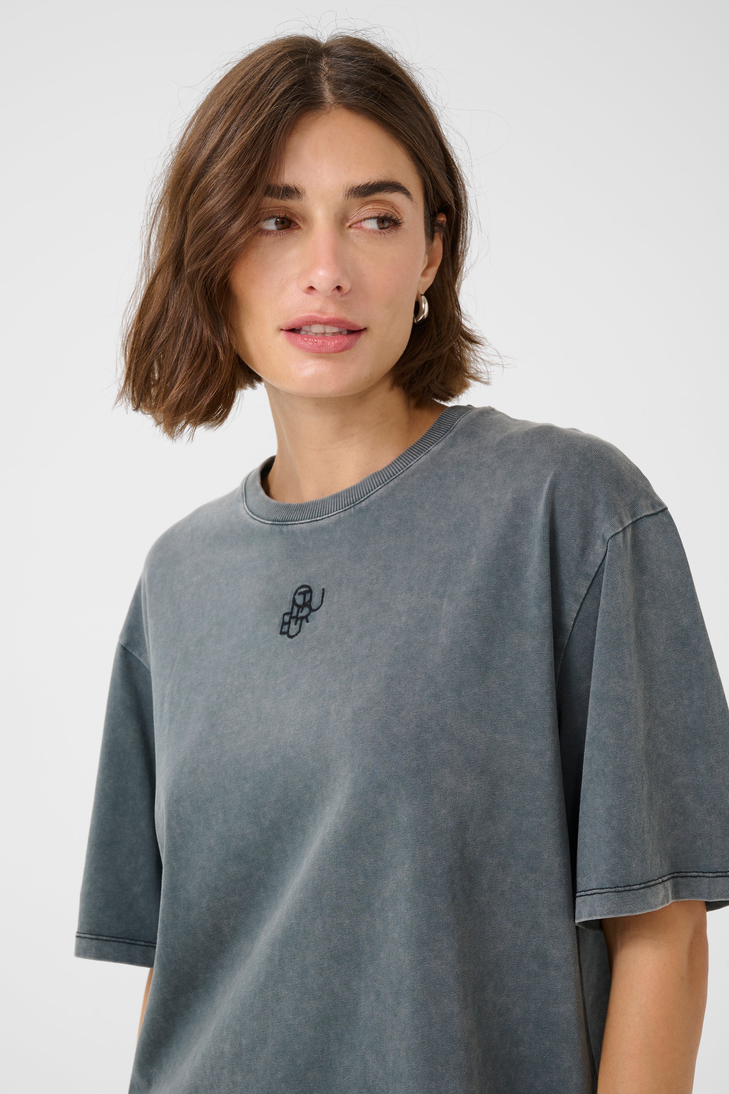 CUalfie Oversized Tee - Grey Wash