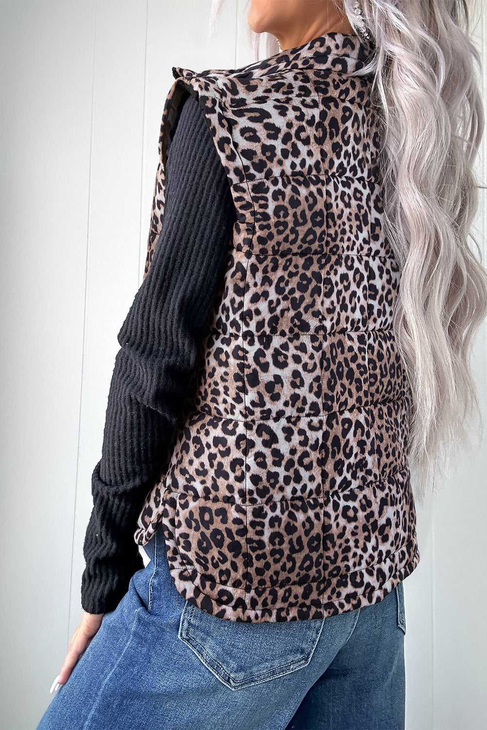 Leopard Print Quilted Puffer Gilet