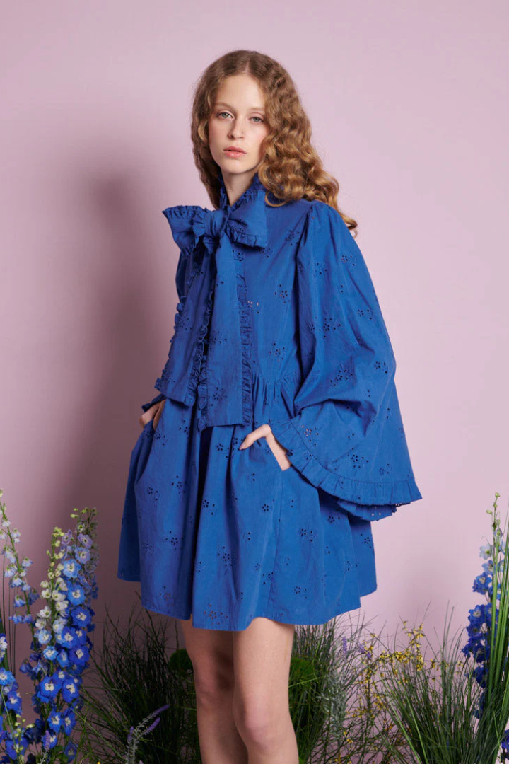 Meadow Sage Bow Mini Dress