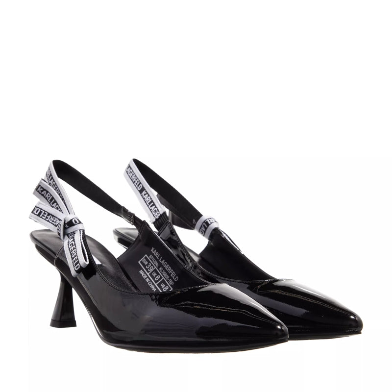 Panache Ribbon Sling Black Patent Lthr
