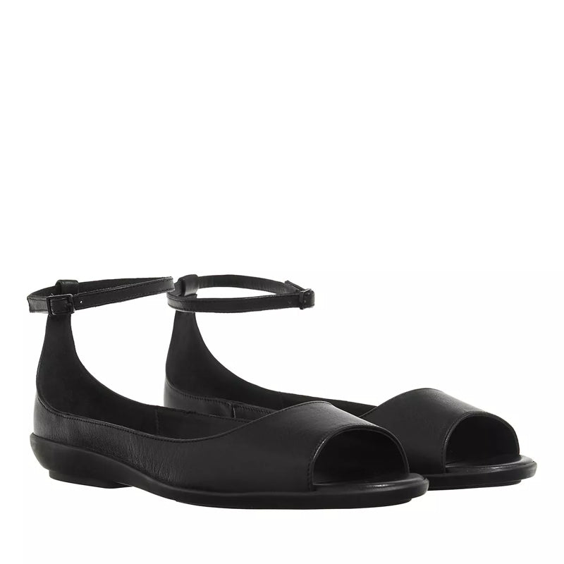 Peep Toe Ballerina Lth Black