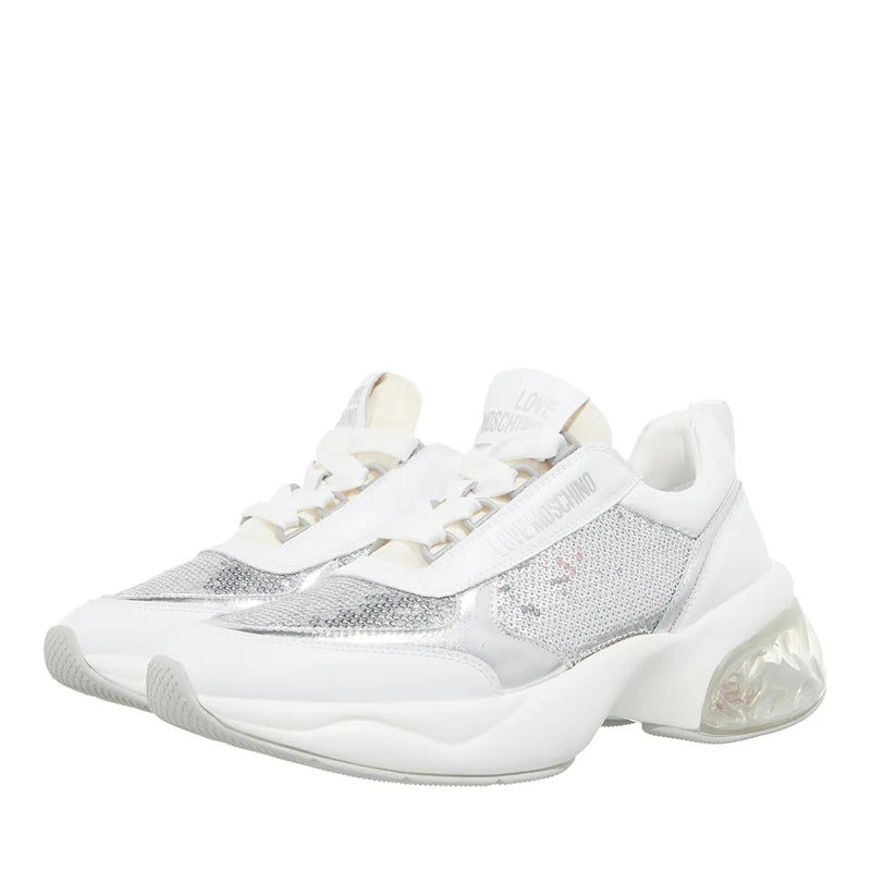 Crystal Love Sneakers Donna Argento+Bianco+Argento+Bianco
