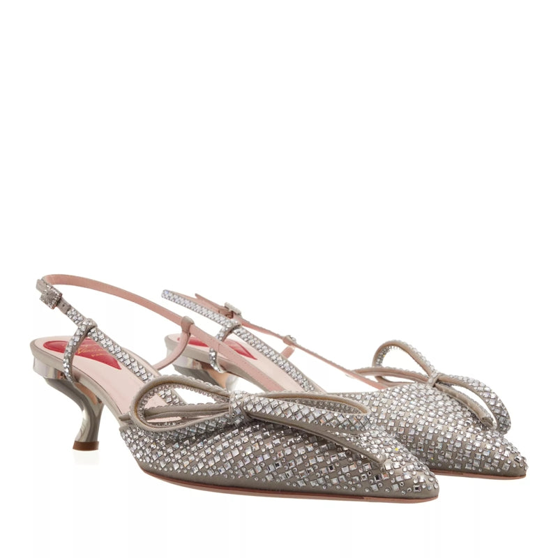 Virgule Crystal Buckle Slingsback  Silver
                        Pumps