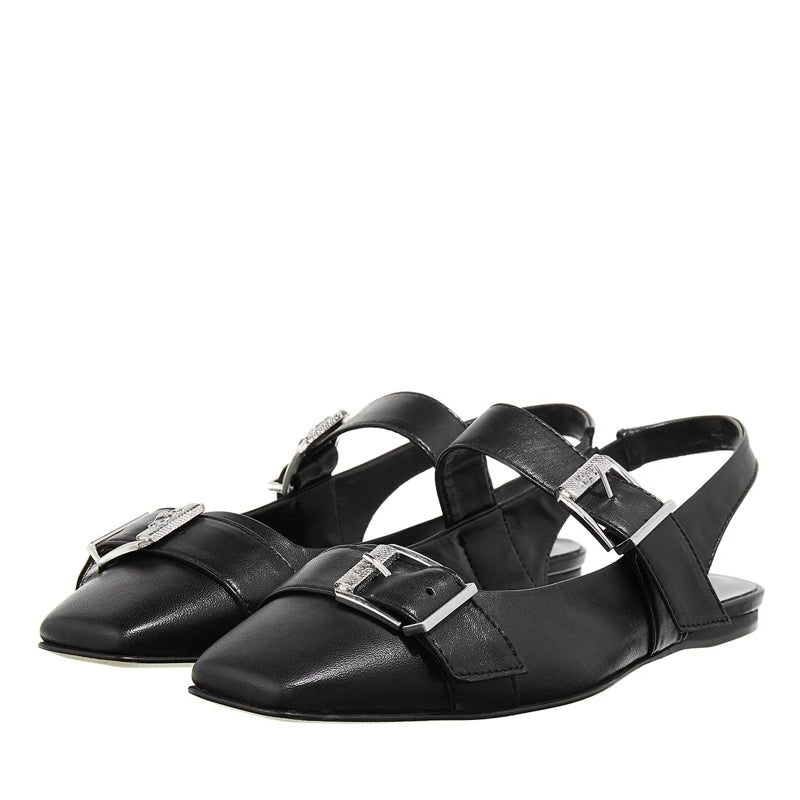 Konnie Double Strap Pump Black Lthr w/Silver