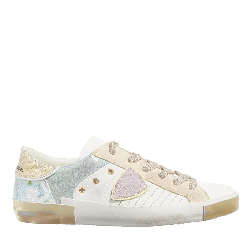 Prsx Low Woman Veau Python Mix Blanc Rose