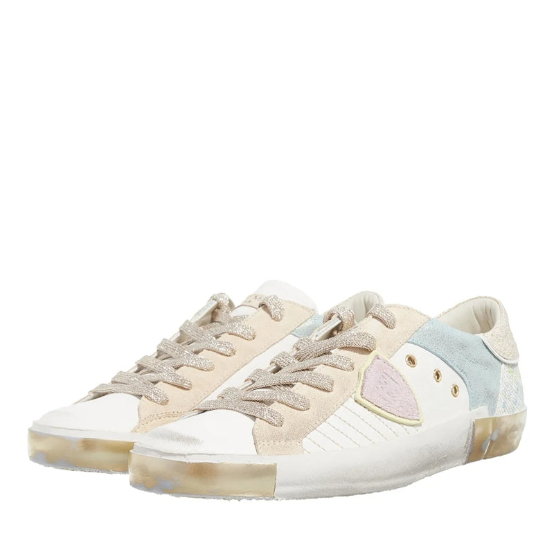 Prsx Low Woman Veau Python Mix Blanc Rose