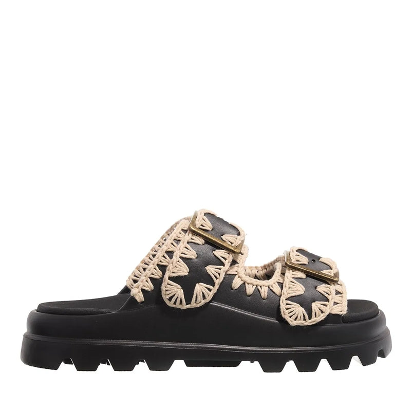 Eva One-Piece Slide Two-Buckle Black/White