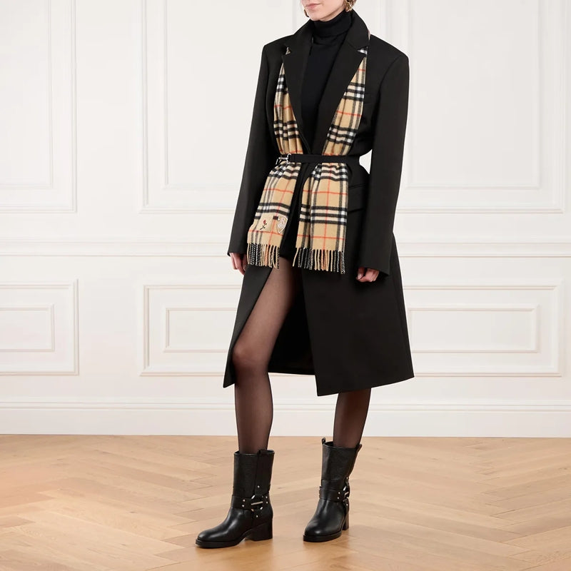 Brooklyn Mid Leg Strap Boot Black Textured Lthr