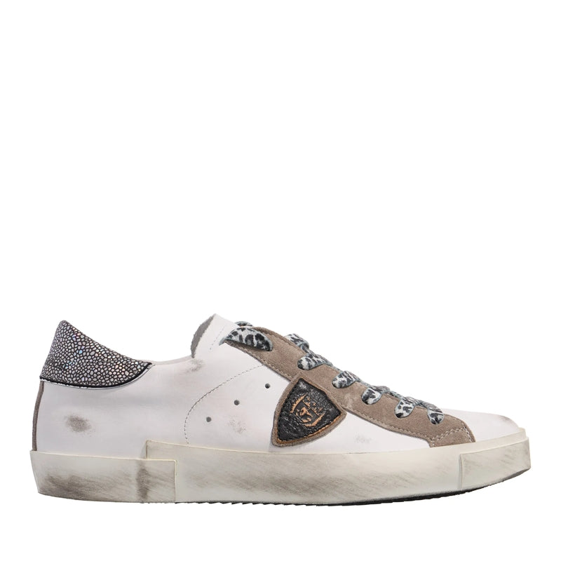 Prsx Low Woman Veau Metal Leo_Blanc Noir