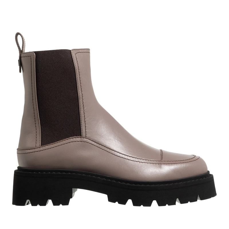 Stivaletto Vitello+Elastico Taupe+Testa Di Moro