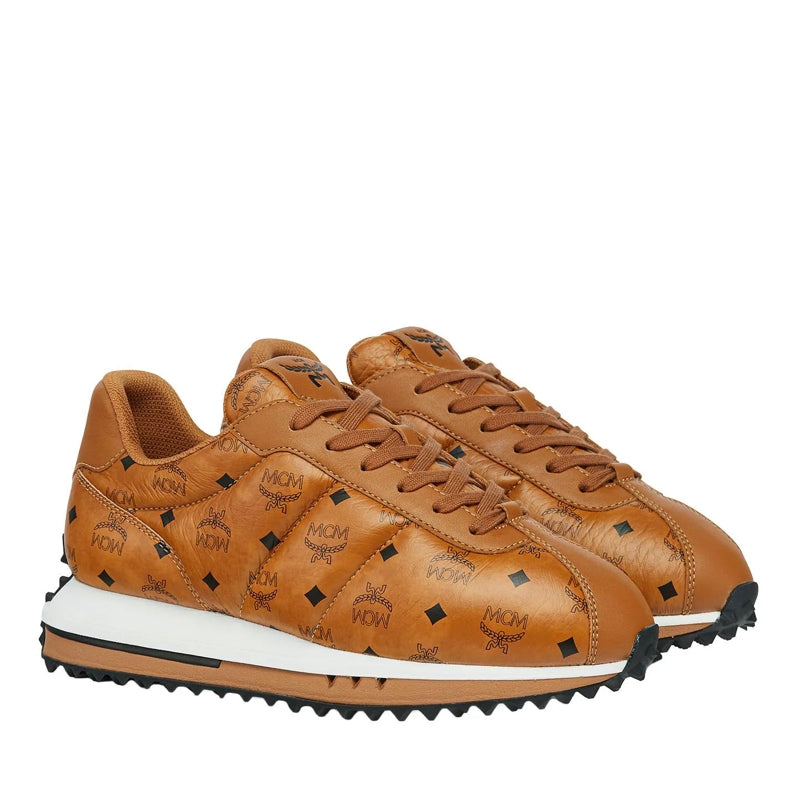 W Diamante Sole Leather Low Top Co Cognac