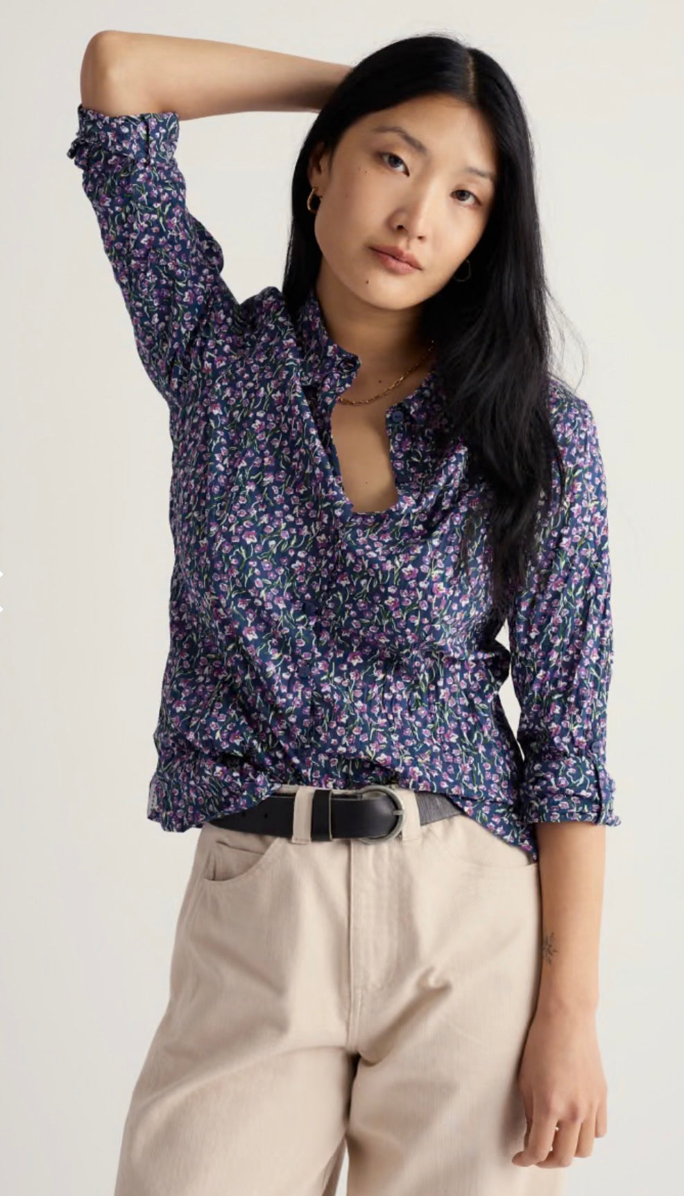 Larissa Shirt - Flax Flower Bright Orchid