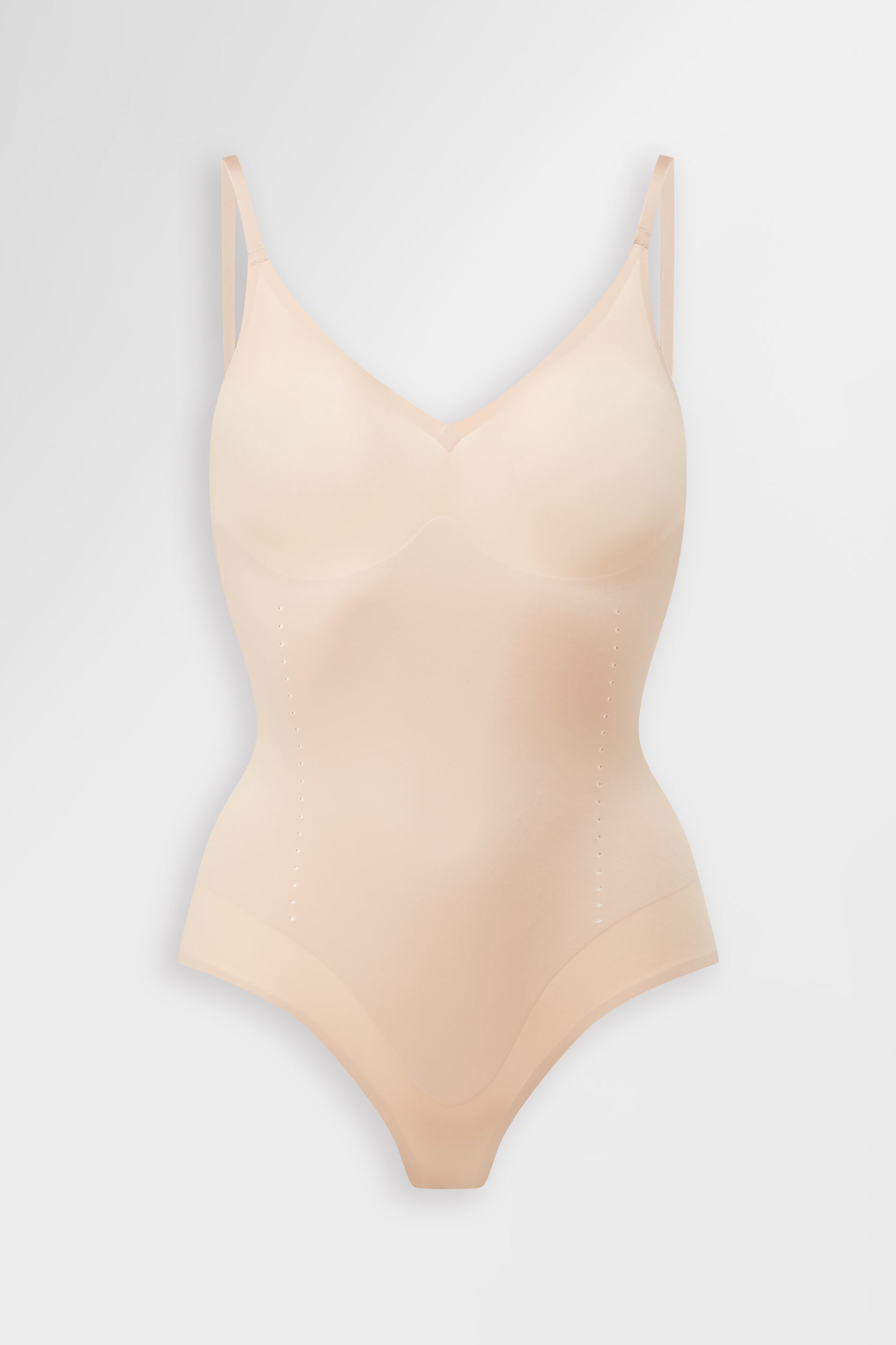 Sculpt Perforated Outer Bodysuit Almond
