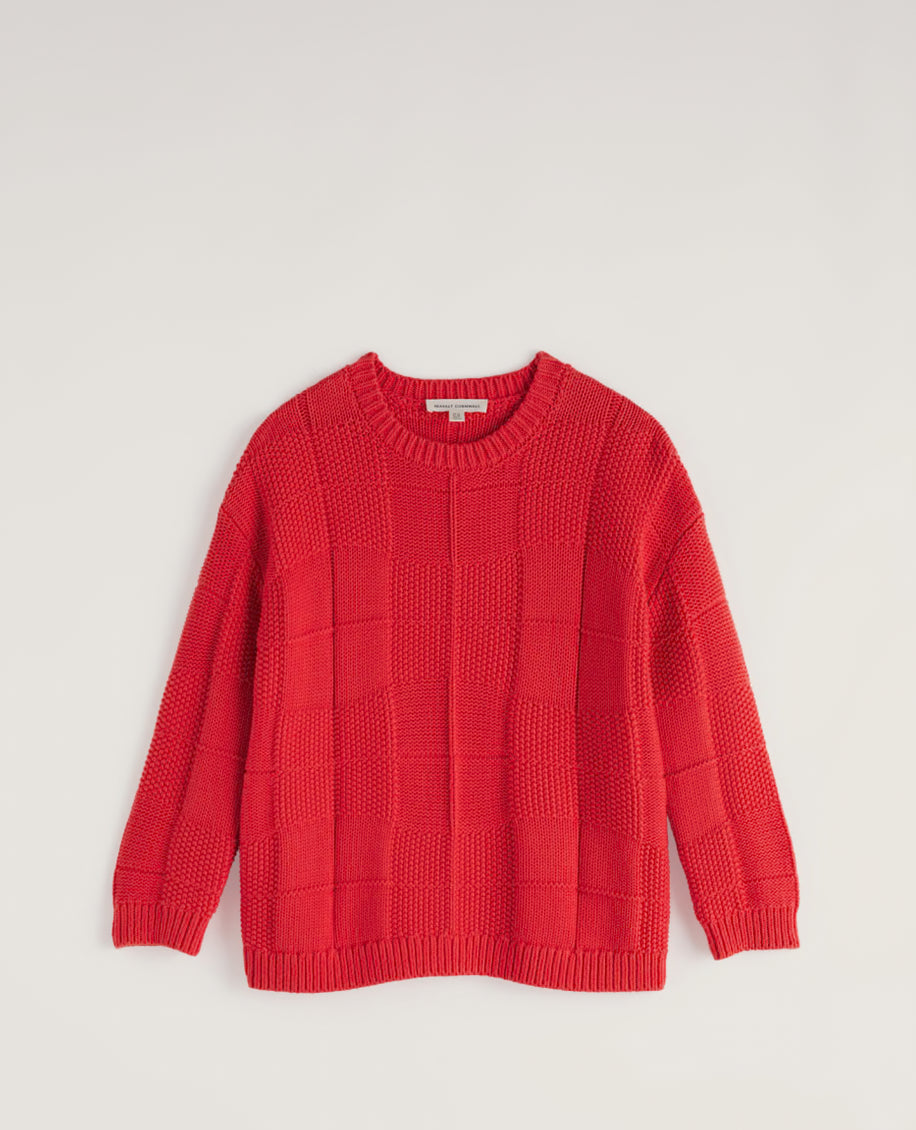 Hedge Rock Mixed Stitch Crew Neck Jumper - Cayenne