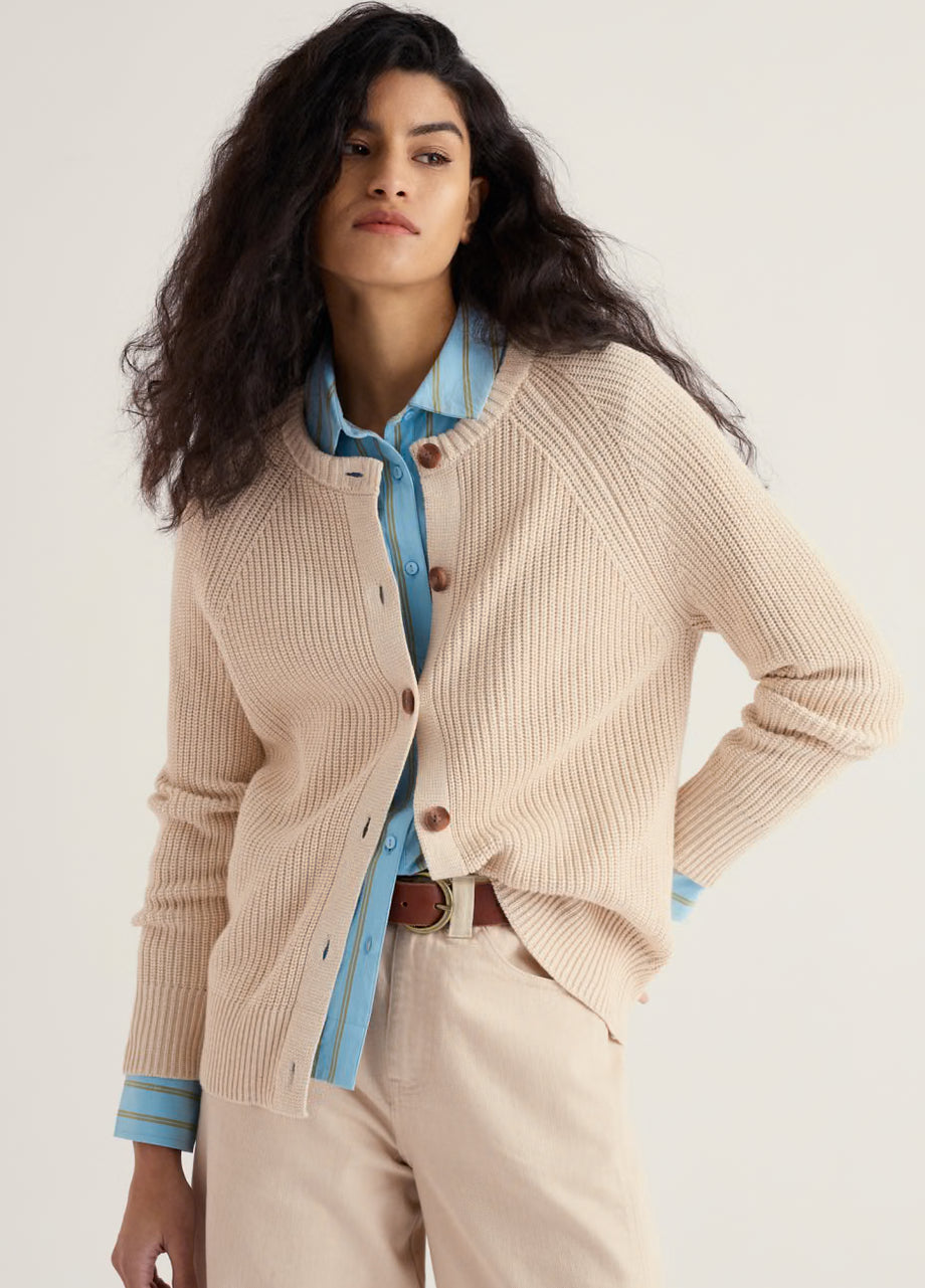 Potters Meadow Organic Cotton Knitted Cardigan - Chalk