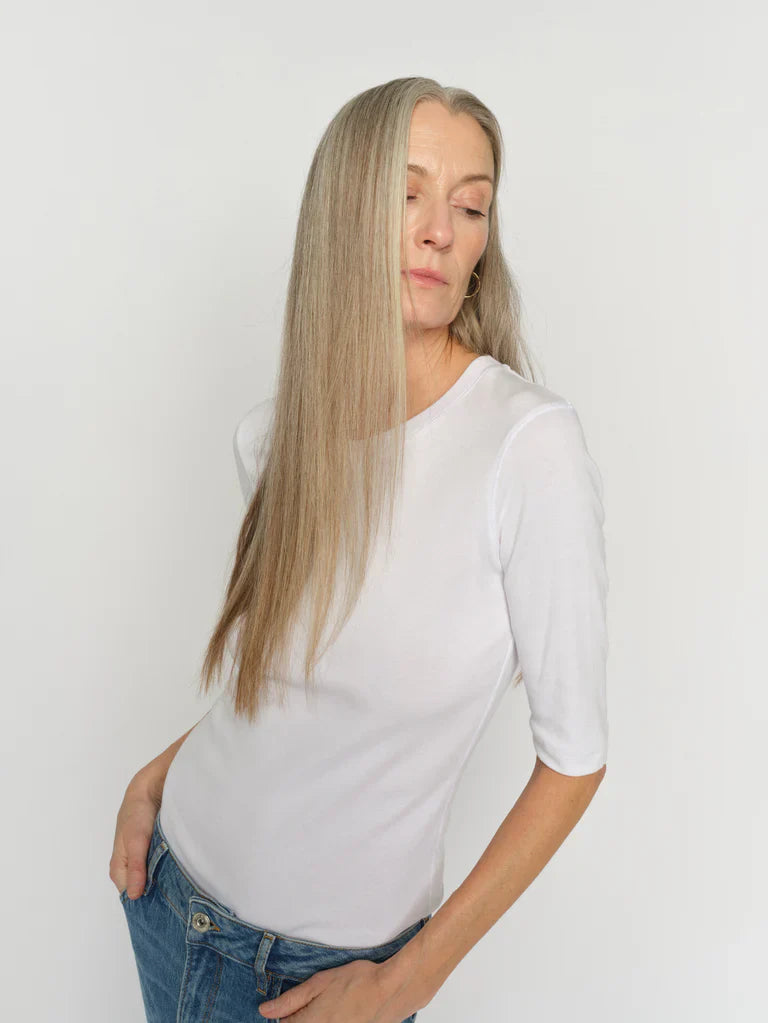 MMMali O-Neck 3/4 Sleeve Tee - White