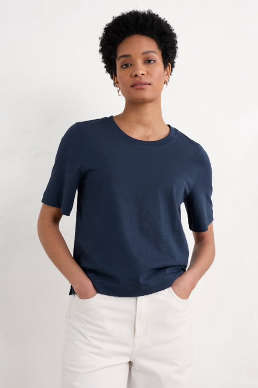 Copseland Org Cotton T-Shirt - Maritime