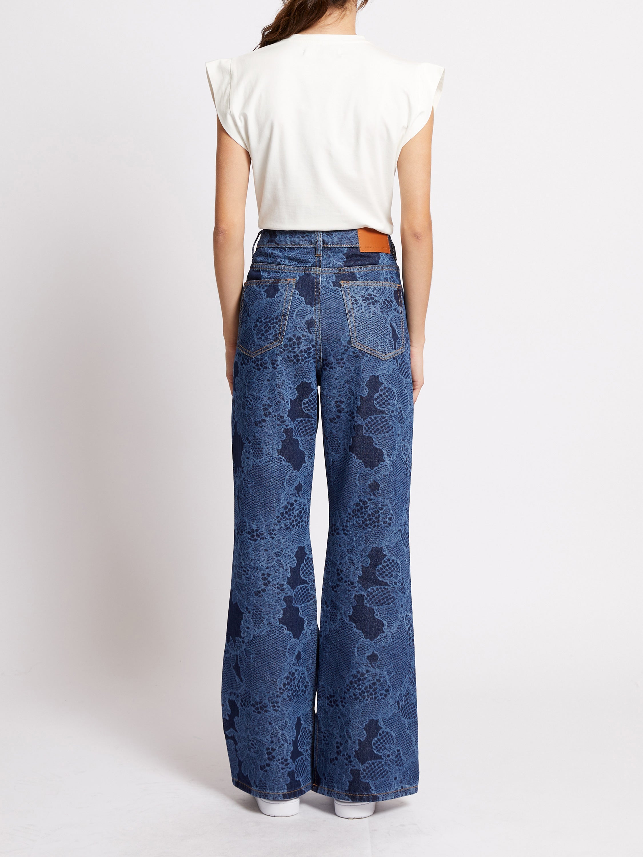 Jennie Lace Print Denim Jean -Dark Indigo