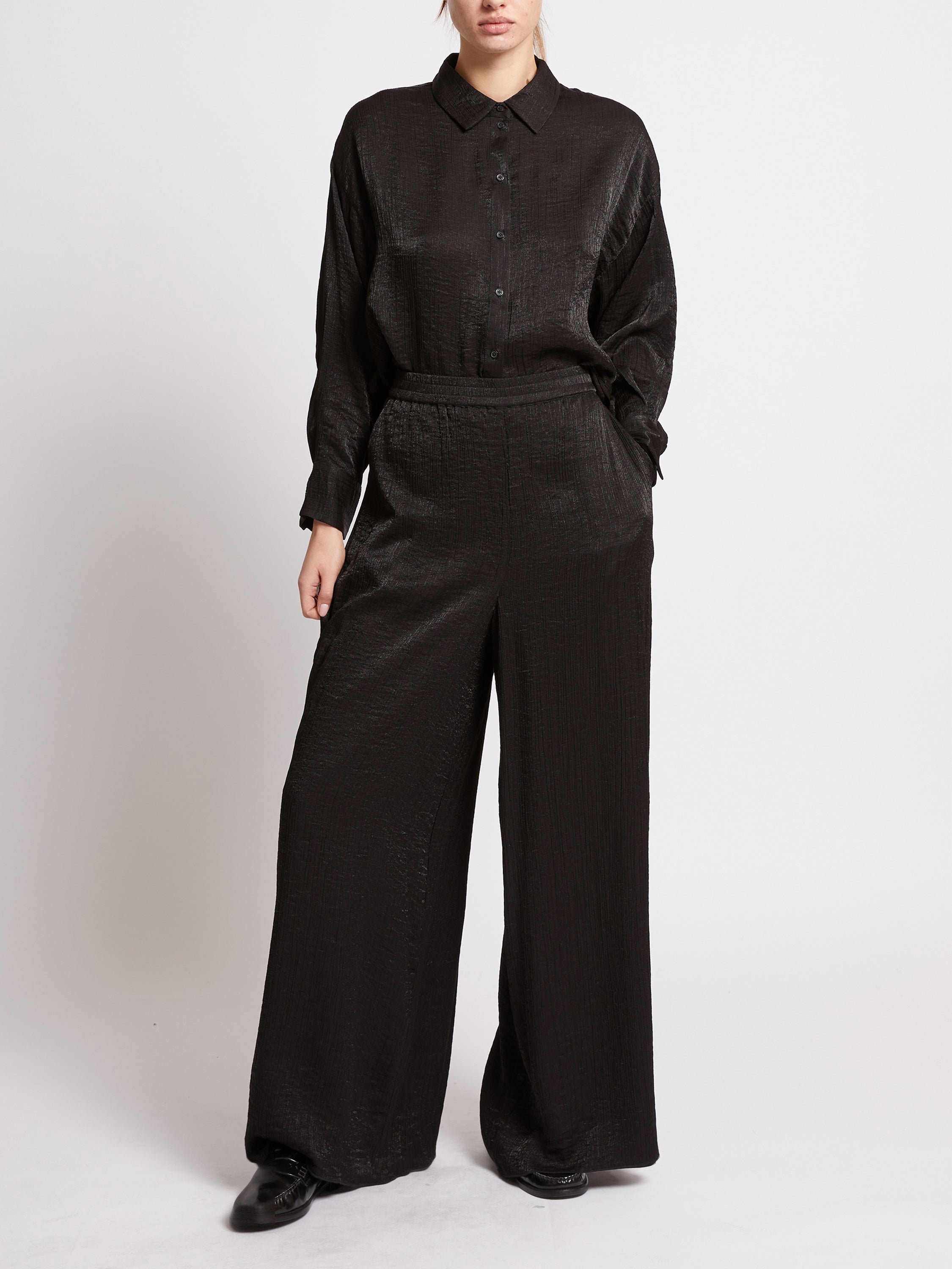 Terry Crinkle Top- Black