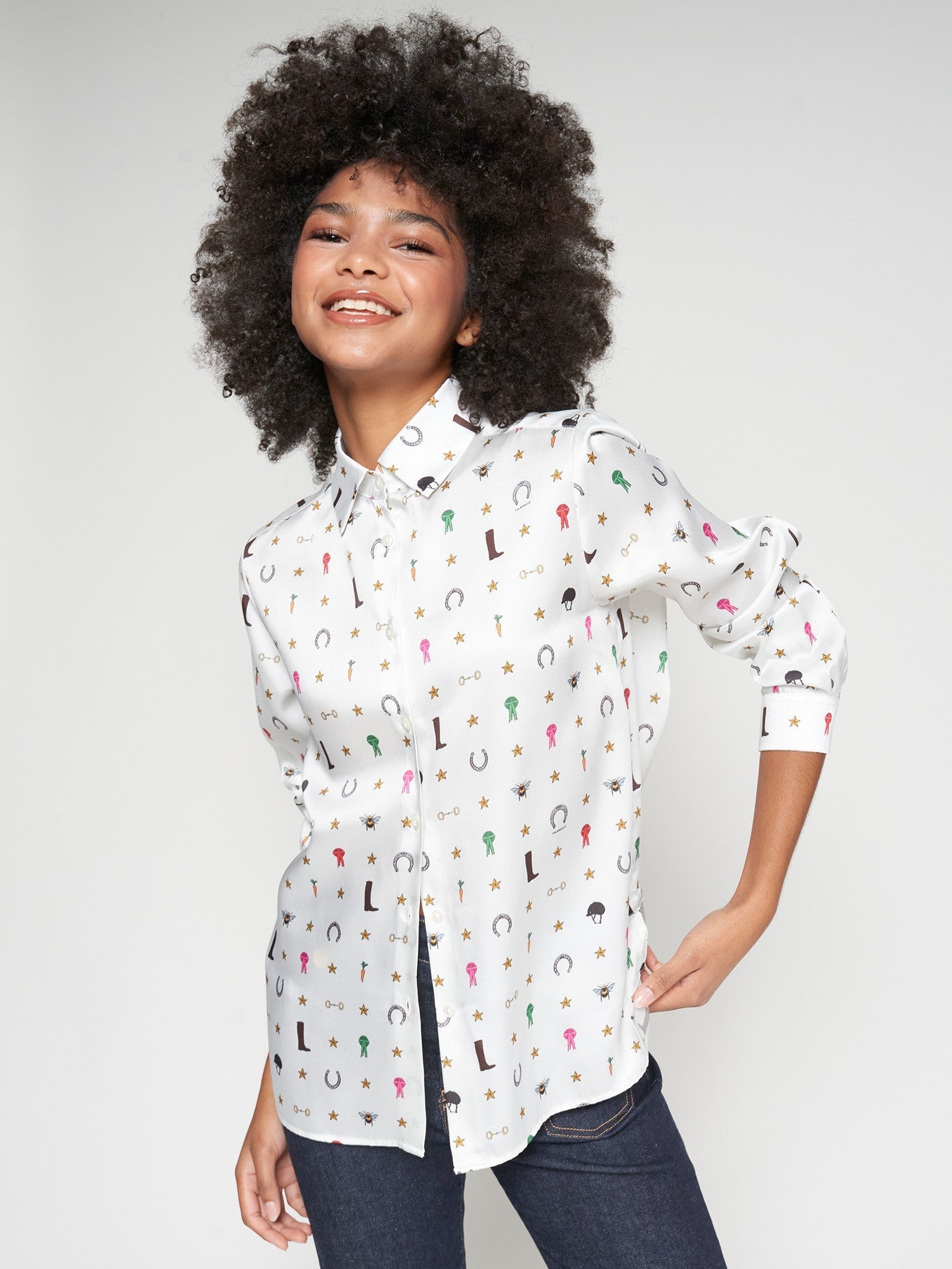 Equestrian Print Shirt - Ecru