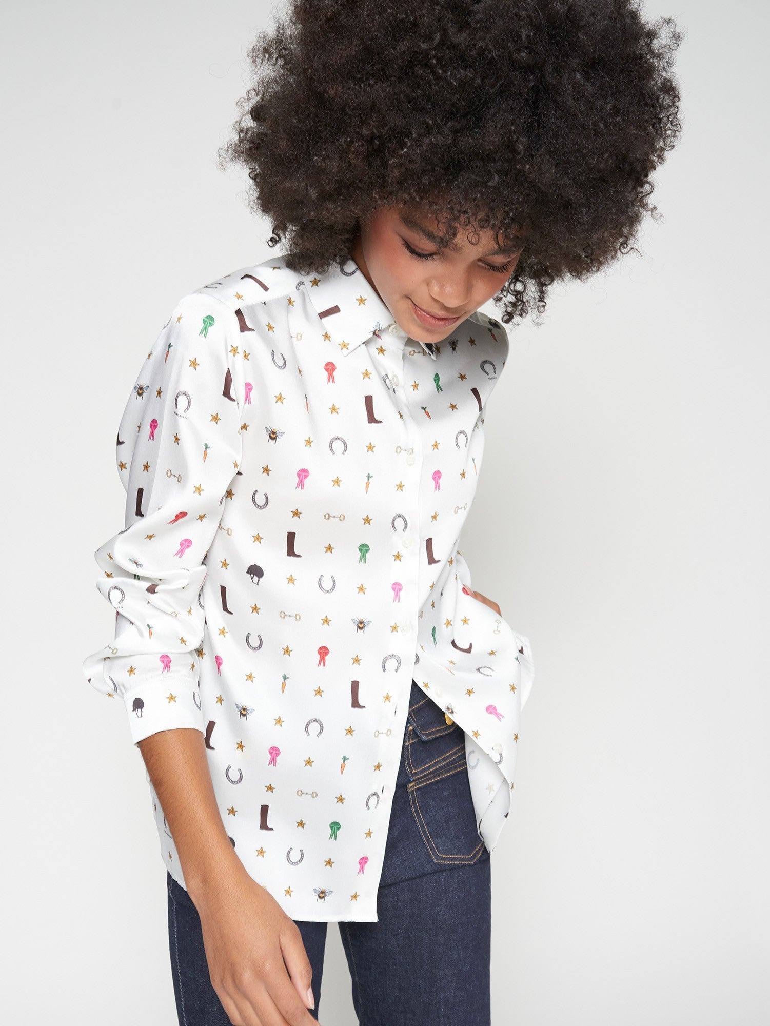 Equestrian Print Shirt - Ecru