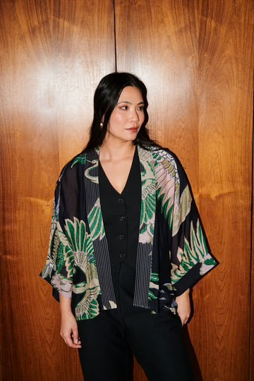 Crane Emerald Kimono- Navy