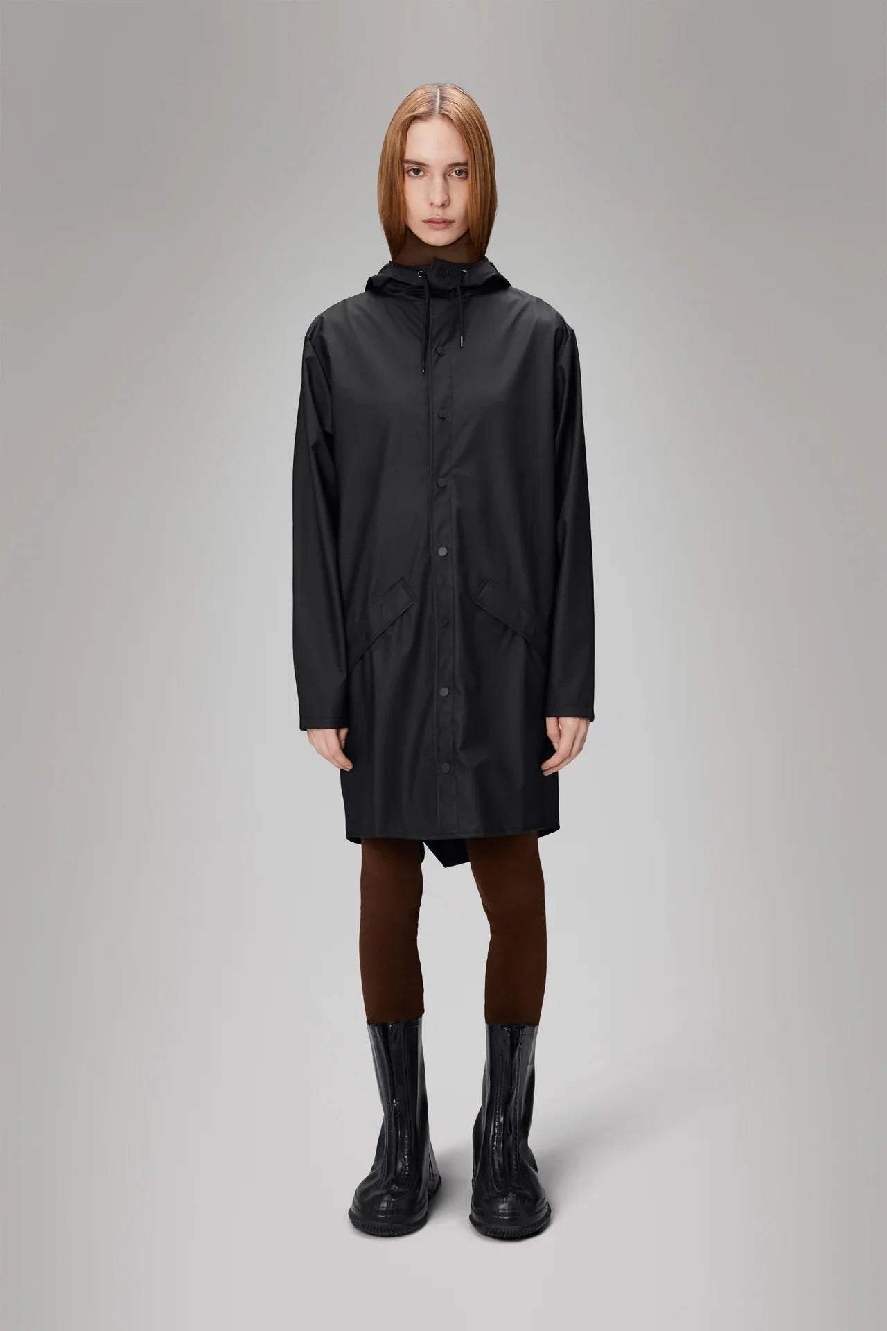 Rains Long Rain Jacket - 01 Black