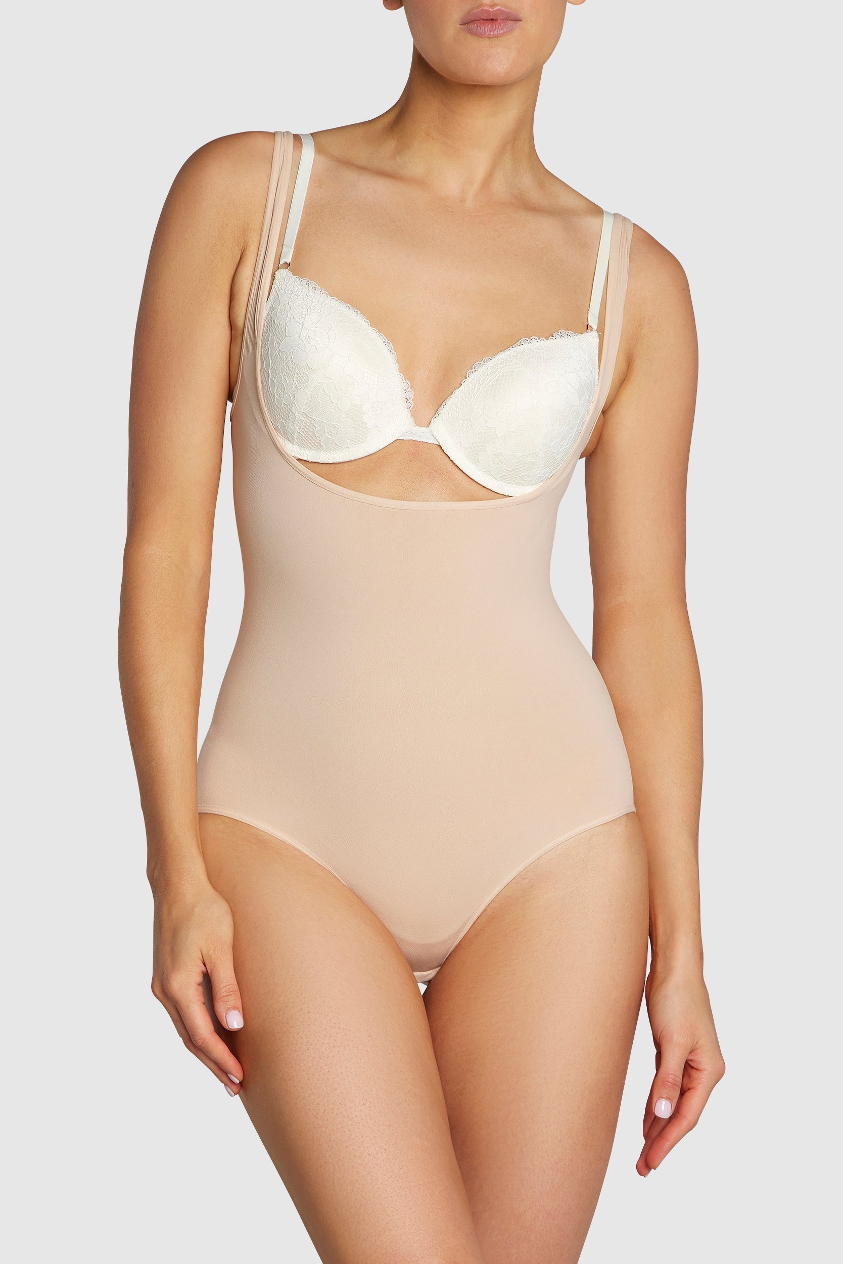 Contour Open Front Bodysuit Almond