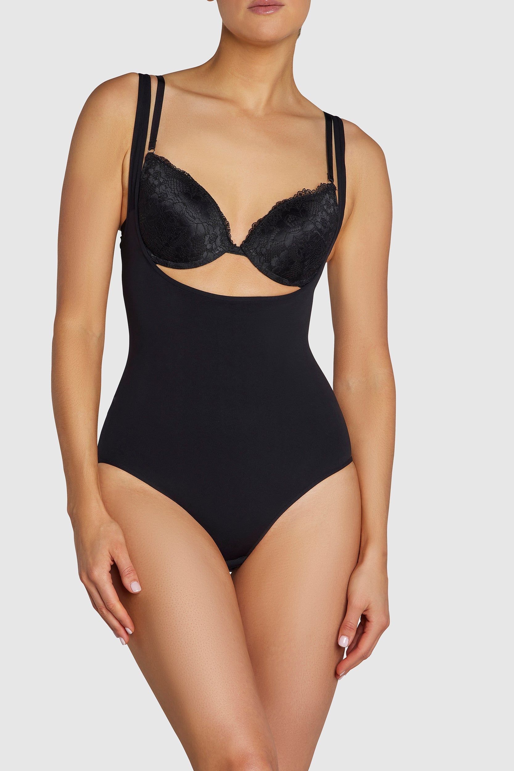 Contour Open Front Bodysuit Black
