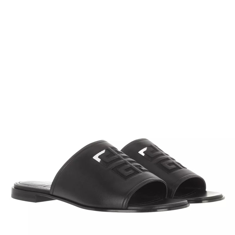 4G Flat Sandals Leather Black