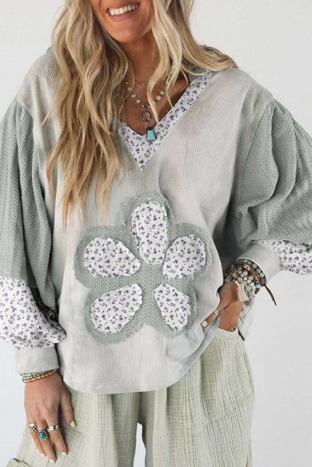 Floral Applique Oversize Hoodie