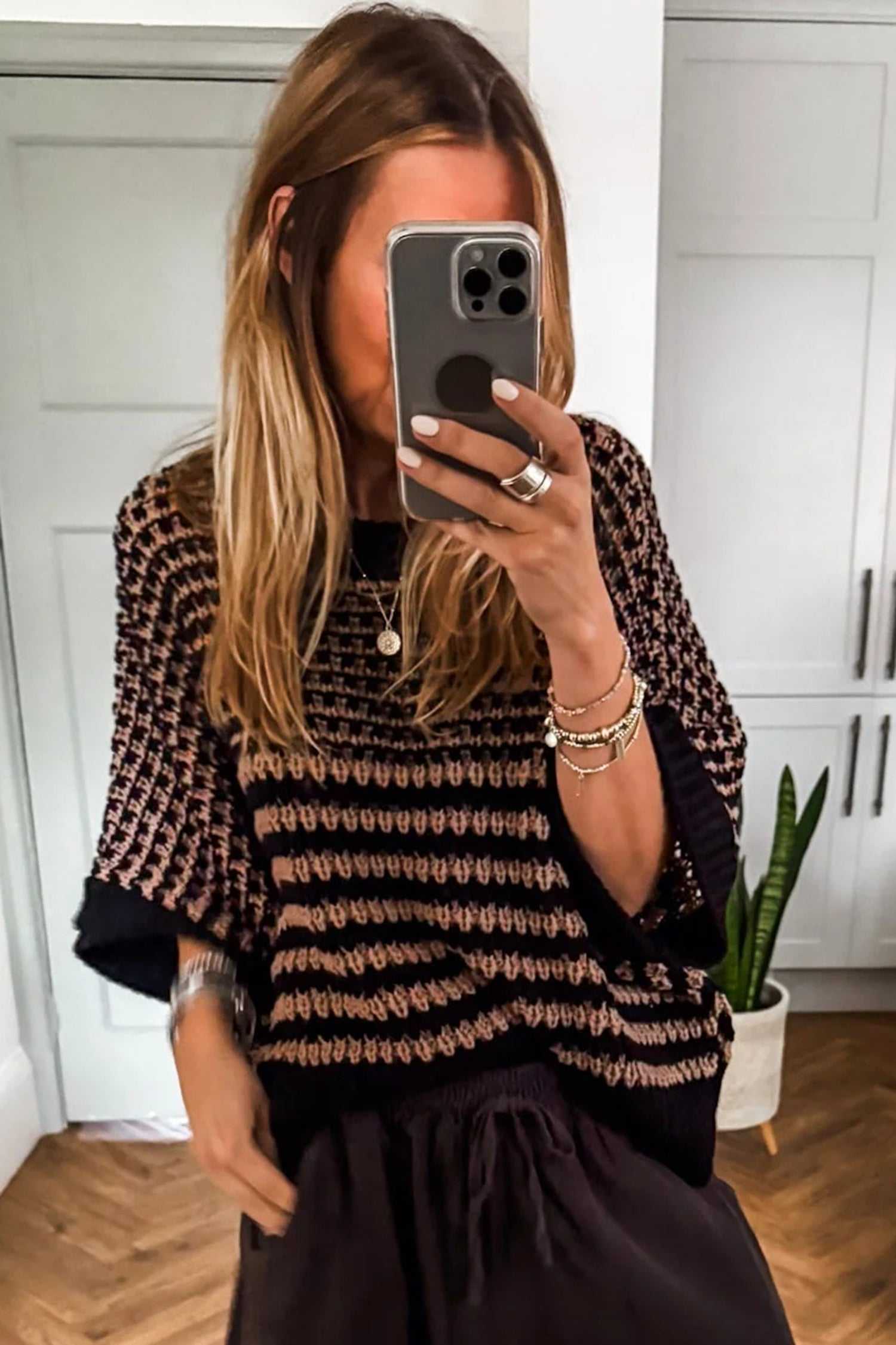 Striped Soft‑Knit Slouchy Jumper