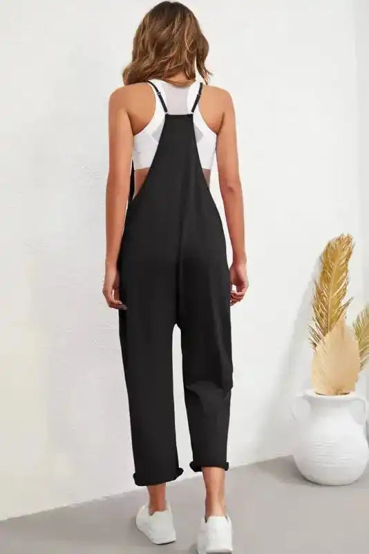 Black Strappy Relaxed Fit Jumpsuit
