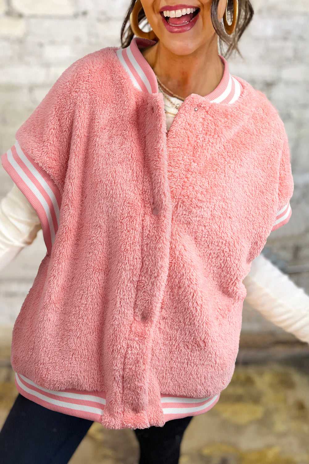 Winter Plush Vest – Varsity Pink