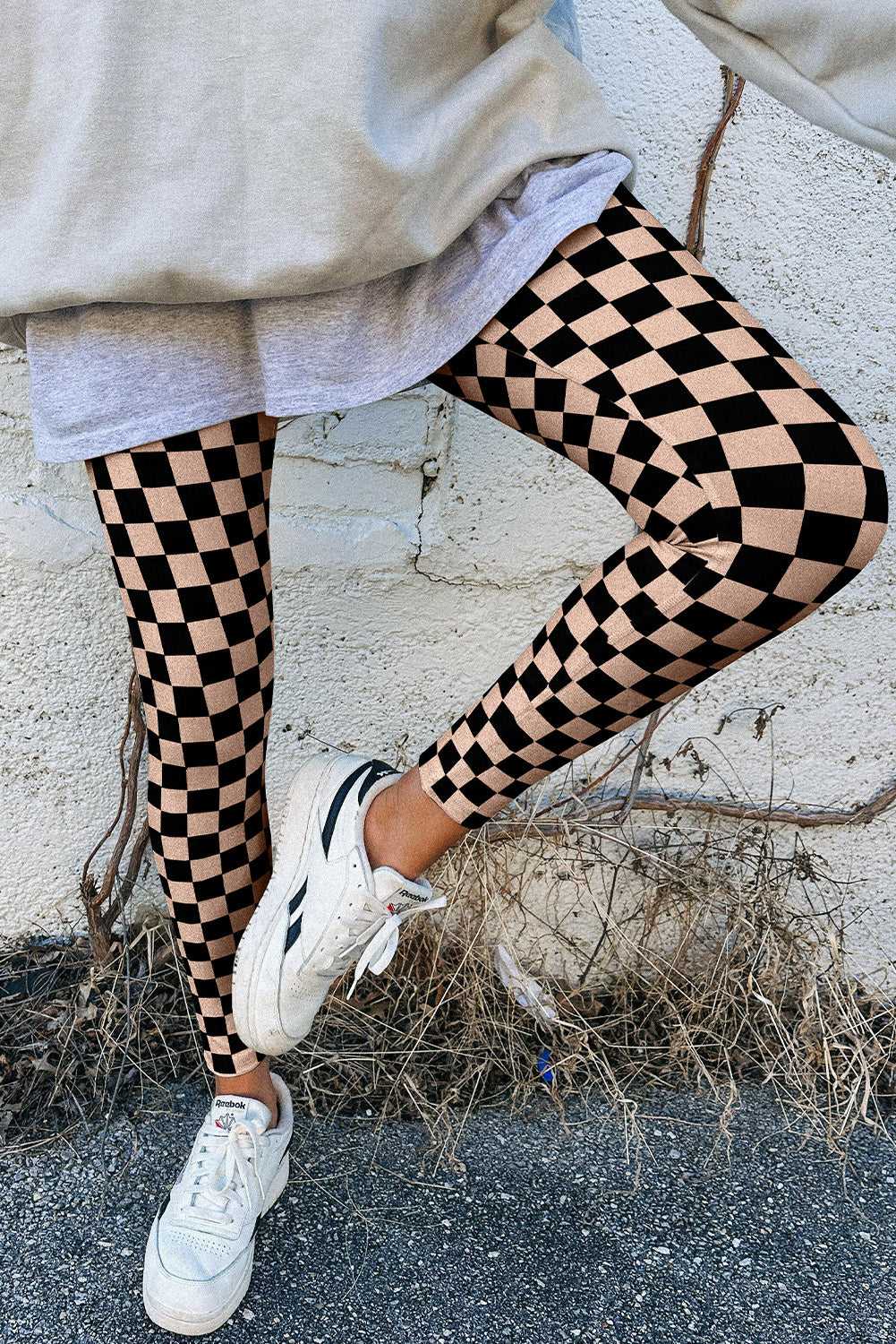 Checkered Pattern Skinny Leggings
