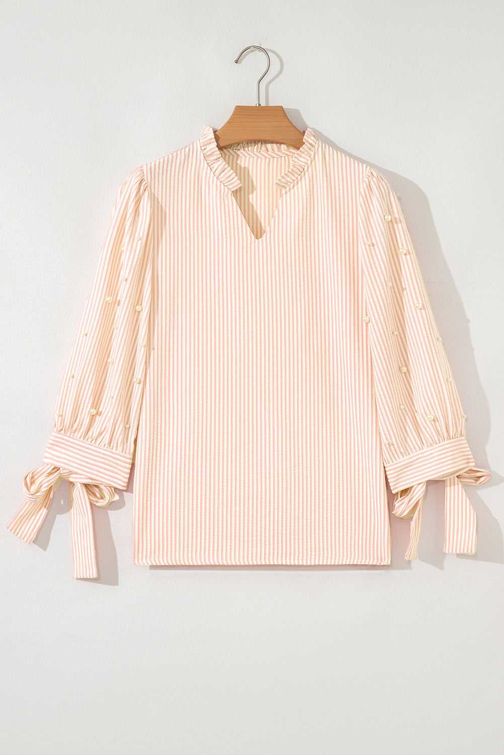 Bow Cuff Pearl Embellished Blouse