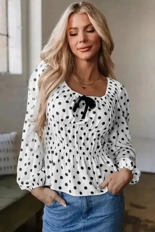 Bow Detail Polka Dot Blouse