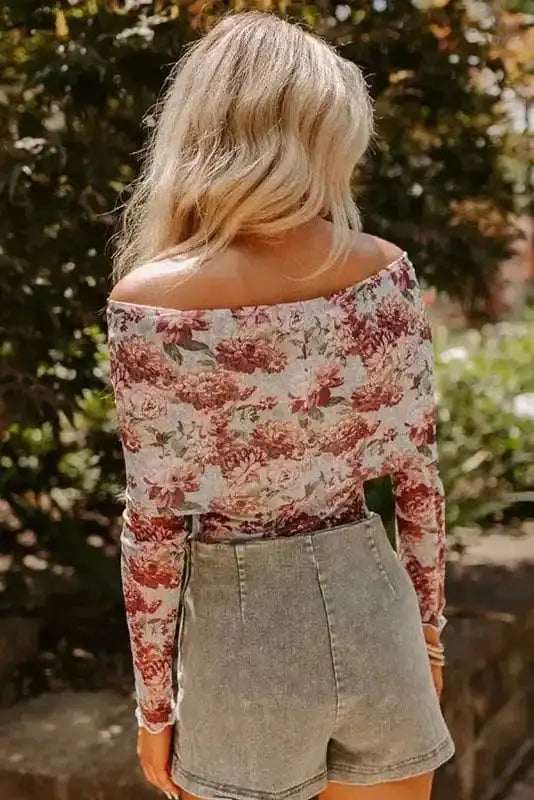 Floral Sheath Bodysuit - Long Sleeve