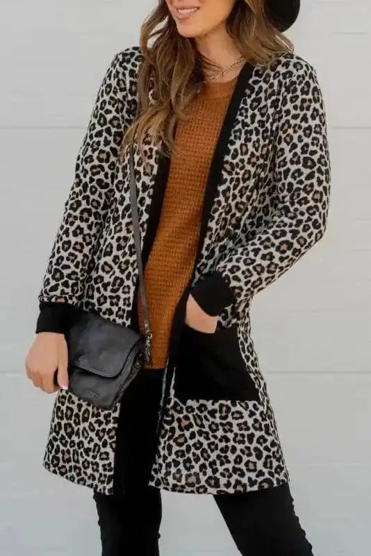 Leopard Finesse Open Front Cardigan