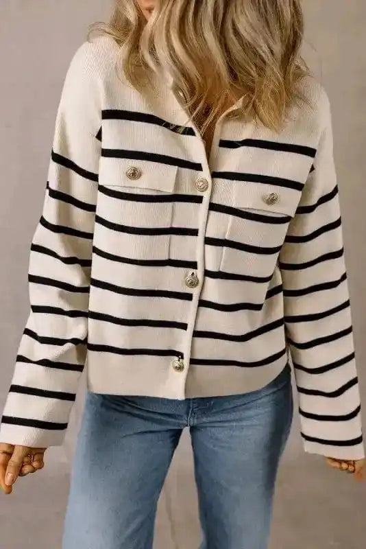 Sable Stripe Button Cardigan
