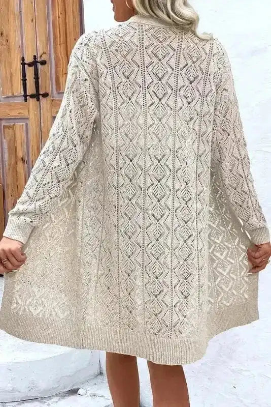 Elegant Eggshell Cable Cardigan
