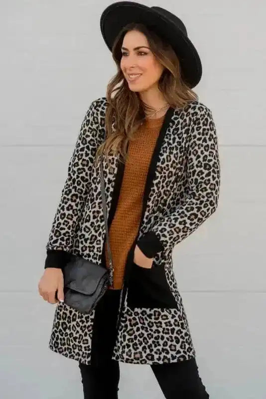 Leopard Finesse Open Front Cardigan